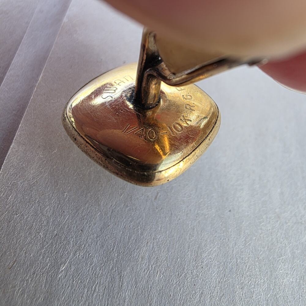 Vintage SWANK Mother of Pearl Abalone 1/40 10K Rolled Plated Cuff Links Gray - Picture 8 of 8